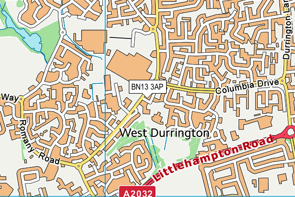BN13 3AP map - OS VectorMap District (Ordnance Survey)