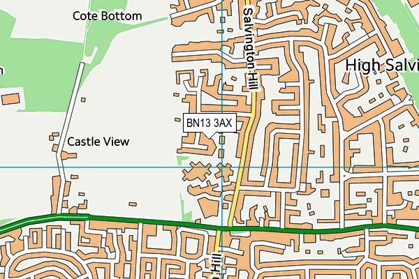 BN13 3AX map - OS VectorMap District (Ordnance Survey)