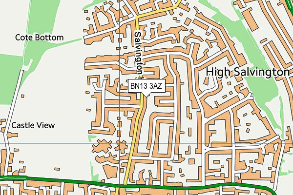 BN13 3AZ map - OS VectorMap District (Ordnance Survey)