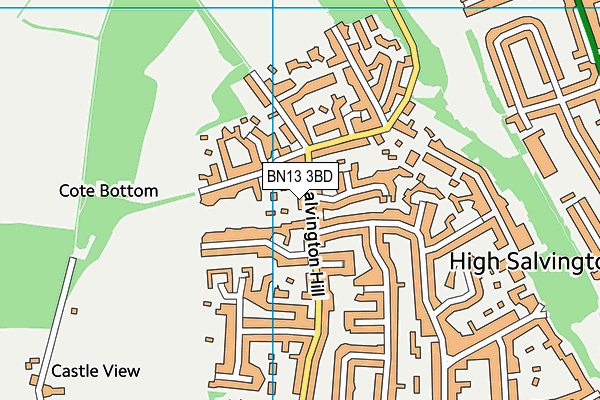 BN13 3BD map - OS VectorMap District (Ordnance Survey)