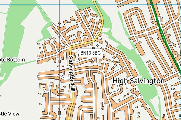 BN13 3BG map - OS VectorMap District (Ordnance Survey)
