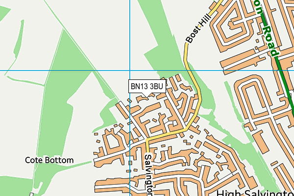BN13 3BU map - OS VectorMap District (Ordnance Survey)