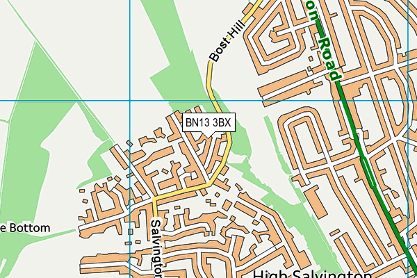 BN13 3BX map - OS VectorMap District (Ordnance Survey)