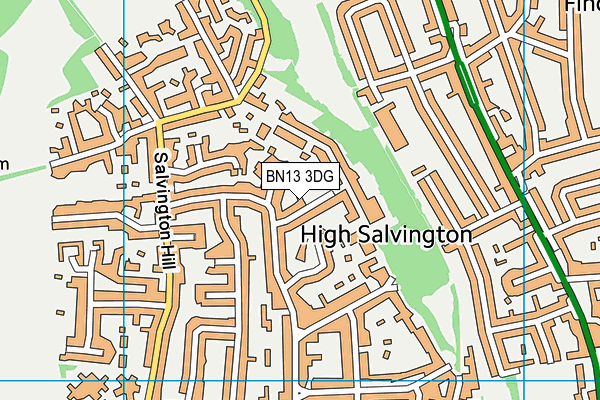 BN13 3DG map - OS VectorMap District (Ordnance Survey)