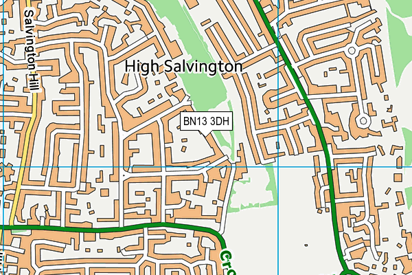 BN13 3DH map - OS VectorMap District (Ordnance Survey)