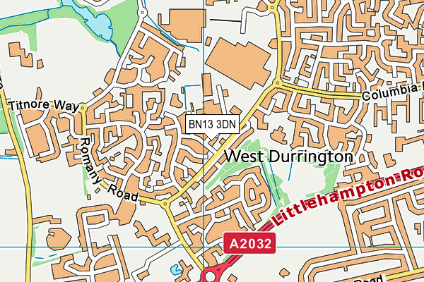 BN13 3DN map - OS VectorMap District (Ordnance Survey)