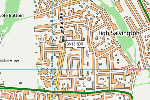 BN13 3DR map - OS VectorMap District (Ordnance Survey)
