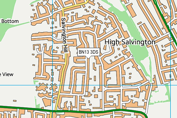 BN13 3DS map - OS VectorMap District (Ordnance Survey)