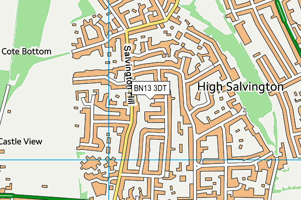 BN13 3DT map - OS VectorMap District (Ordnance Survey)