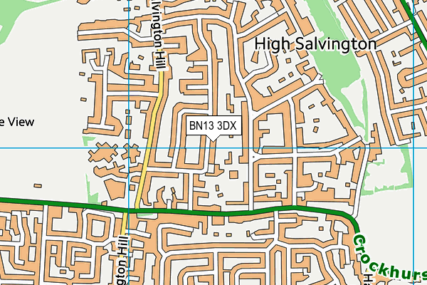 BN13 3DX map - OS VectorMap District (Ordnance Survey)