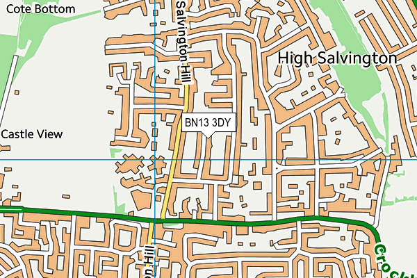 BN13 3DY map - OS VectorMap District (Ordnance Survey)