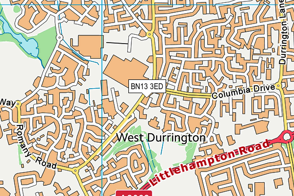BN13 3ED map - OS VectorMap District (Ordnance Survey)