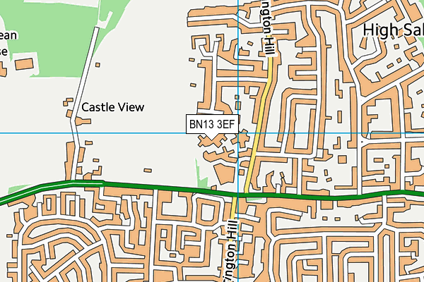 BN13 3EF map - OS VectorMap District (Ordnance Survey)