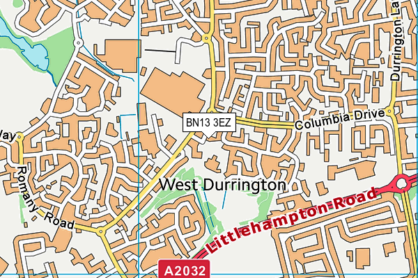 Hawthorns Primary School map (BN13 3EZ) - OS VectorMap District (Ordnance Survey)