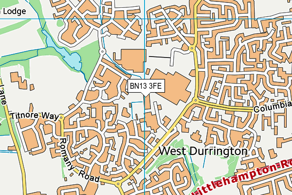BN13 3FE map - OS VectorMap District (Ordnance Survey)