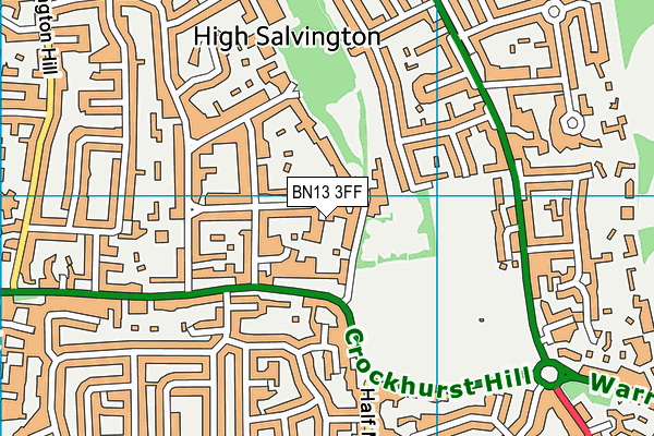 BN13 3FF map - OS VectorMap District (Ordnance Survey)