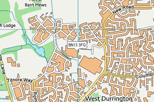 BN13 3FG map - OS VectorMap District (Ordnance Survey)