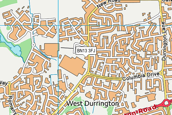 Durrington Community Centre map (BN13 3FJ) - OS VectorMap District (Ordnance Survey)
