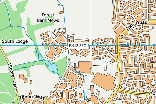 BN13 3FQ map - OS VectorMap District (Ordnance Survey)