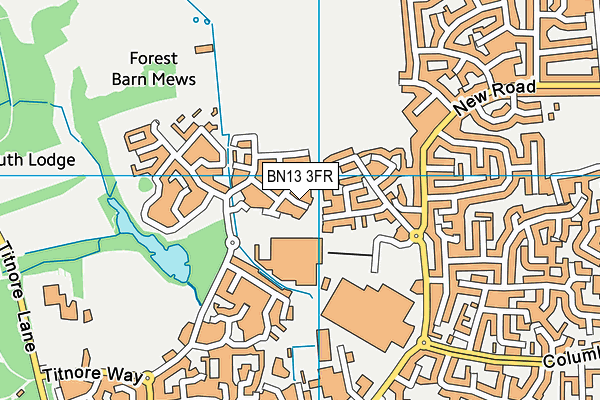 BN13 3FR map - OS VectorMap District (Ordnance Survey)