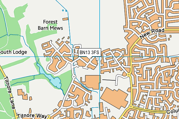 BN13 3FS map - OS VectorMap District (Ordnance Survey)