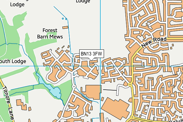 BN13 3FW map - OS VectorMap District (Ordnance Survey)