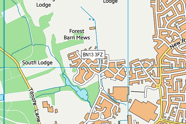 BN13 3FZ map - OS VectorMap District (Ordnance Survey)