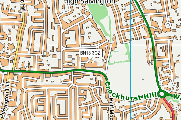 BN13 3GZ map - OS VectorMap District (Ordnance Survey)