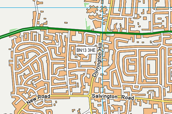 BN13 3HE map - OS VectorMap District (Ordnance Survey)