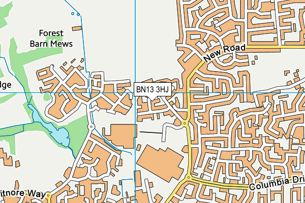 BN13 3HJ map - OS VectorMap District (Ordnance Survey)