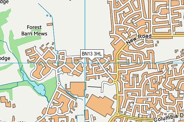 BN13 3HL map - OS VectorMap District (Ordnance Survey)