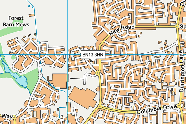 BN13 3HR map - OS VectorMap District (Ordnance Survey)