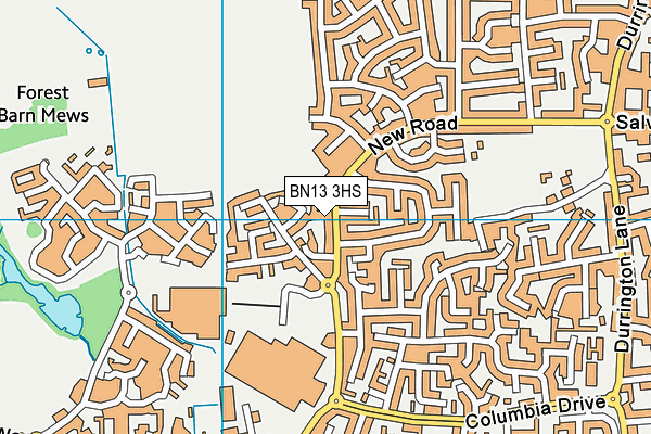 BN13 3HS map - OS VectorMap District (Ordnance Survey)