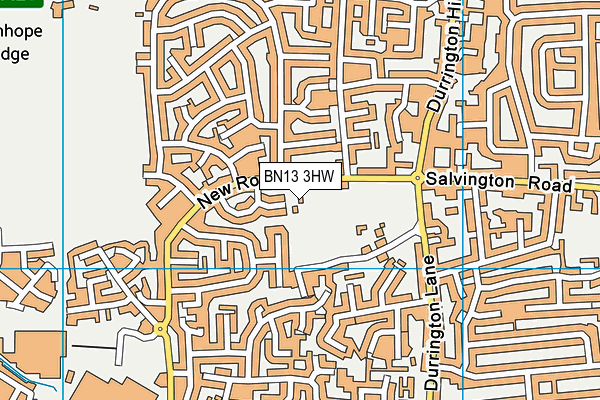 BN13 3HW map - OS VectorMap District (Ordnance Survey)