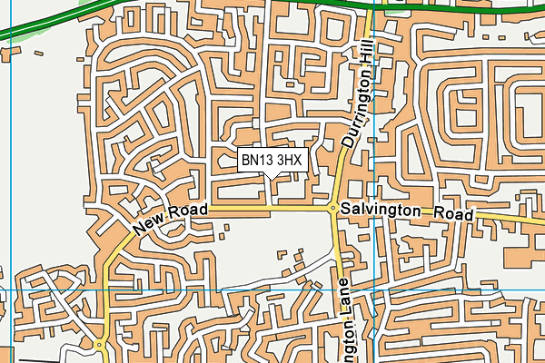BN13 3HX map - OS VectorMap District (Ordnance Survey)