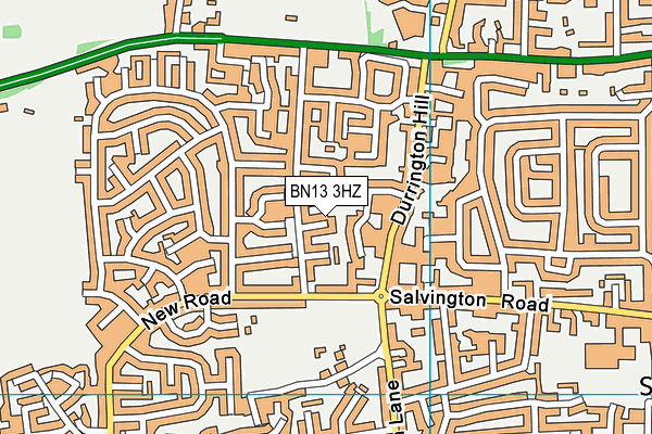 BN13 3HZ map - OS VectorMap District (Ordnance Survey)