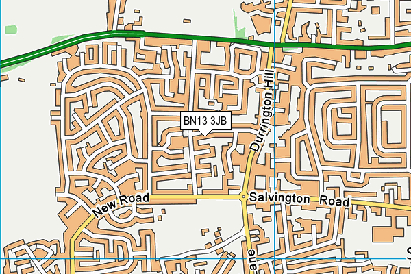 BN13 3JB map - OS VectorMap District (Ordnance Survey)