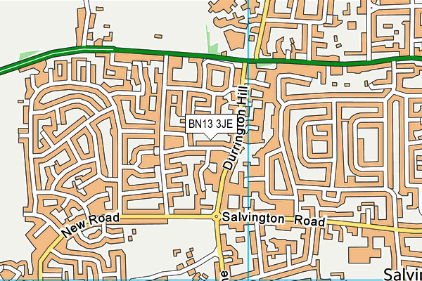 BN13 3JE map - OS VectorMap District (Ordnance Survey)