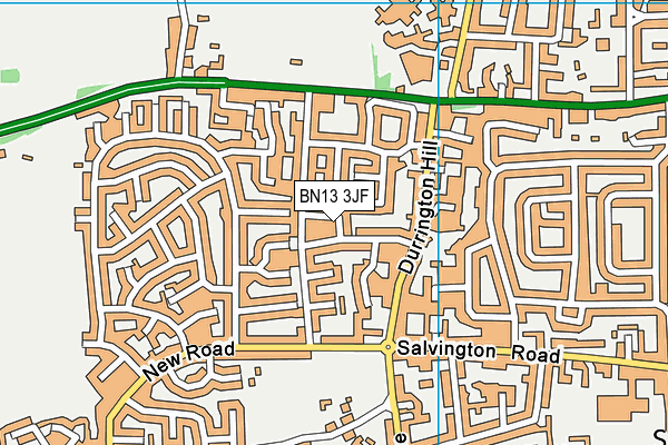 BN13 3JF map - OS VectorMap District (Ordnance Survey)