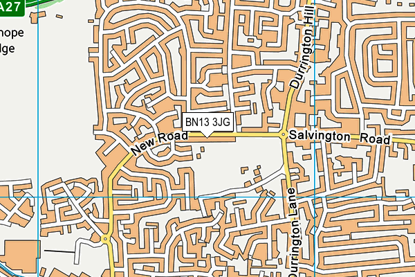 BN13 3JG map - OS VectorMap District (Ordnance Survey)