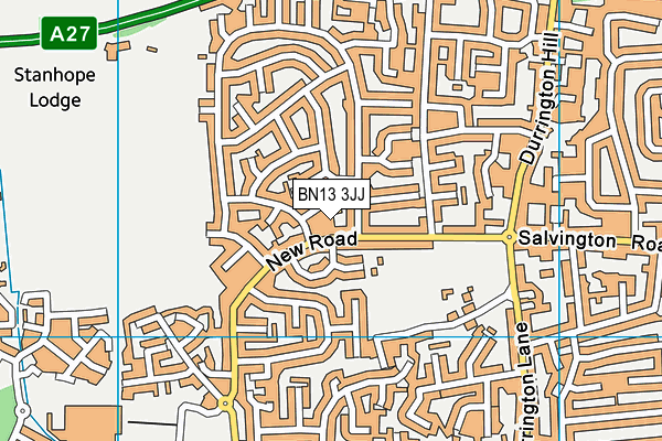 BN13 3JJ map - OS VectorMap District (Ordnance Survey)