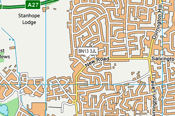 BN13 3JL map - OS VectorMap District (Ordnance Survey)