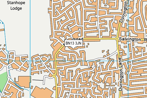 BN13 3JN map - OS VectorMap District (Ordnance Survey)