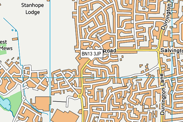 BN13 3JP map - OS VectorMap District (Ordnance Survey)