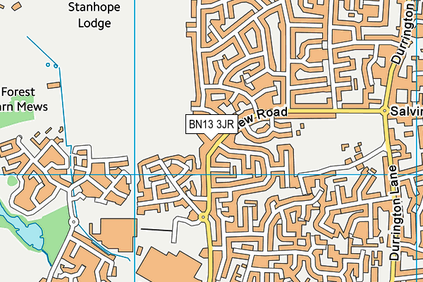 BN13 3JR map - OS VectorMap District (Ordnance Survey)