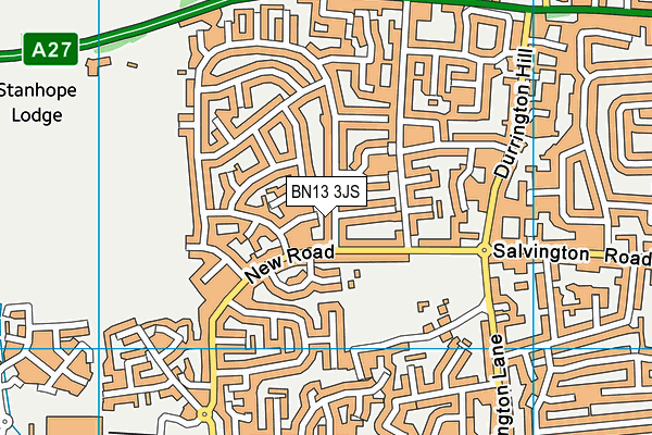 BN13 3JS map - OS VectorMap District (Ordnance Survey)