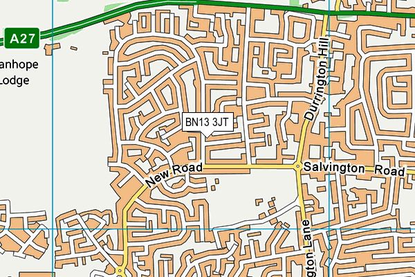 BN13 3JT map - OS VectorMap District (Ordnance Survey)