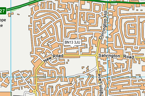 BN13 3JU map - OS VectorMap District (Ordnance Survey)