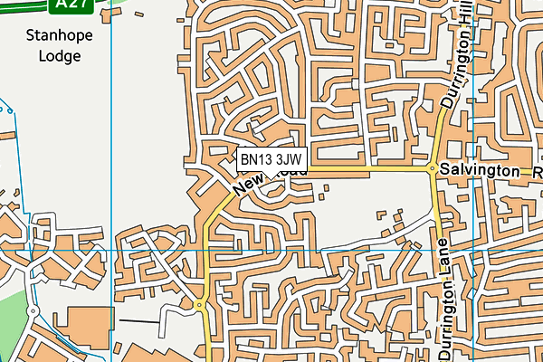 BN13 3JW map - OS VectorMap District (Ordnance Survey)