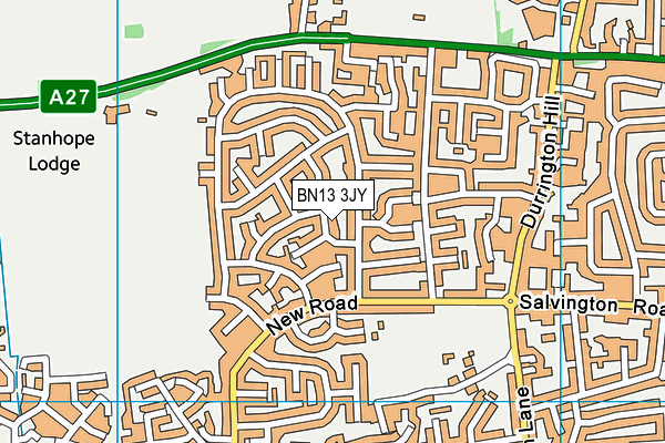 BN13 3JY map - OS VectorMap District (Ordnance Survey)